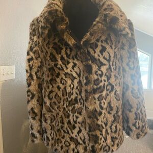 Juicy Couture Leopard Print Teddy Faux Fur Jacket size Large
